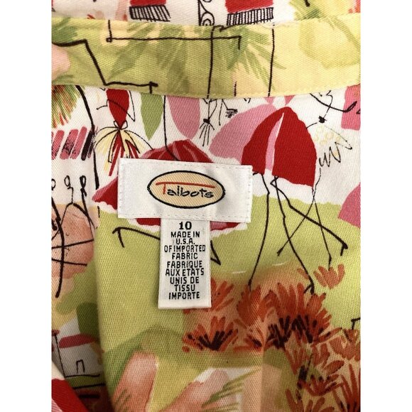 Talbots Women Size 10 Sleeveless Button Front Shirt Dress Pink Green Stick Women - Picture 6 of 9